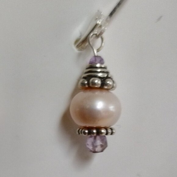 Handcrafted Pearl & Sterling Silver Drop Earrings - Picture 3 of 6